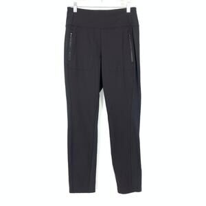Athleta Headlands Hybrid Tight Womens Size 10 Black Zip Pockets Zip Back Ankles